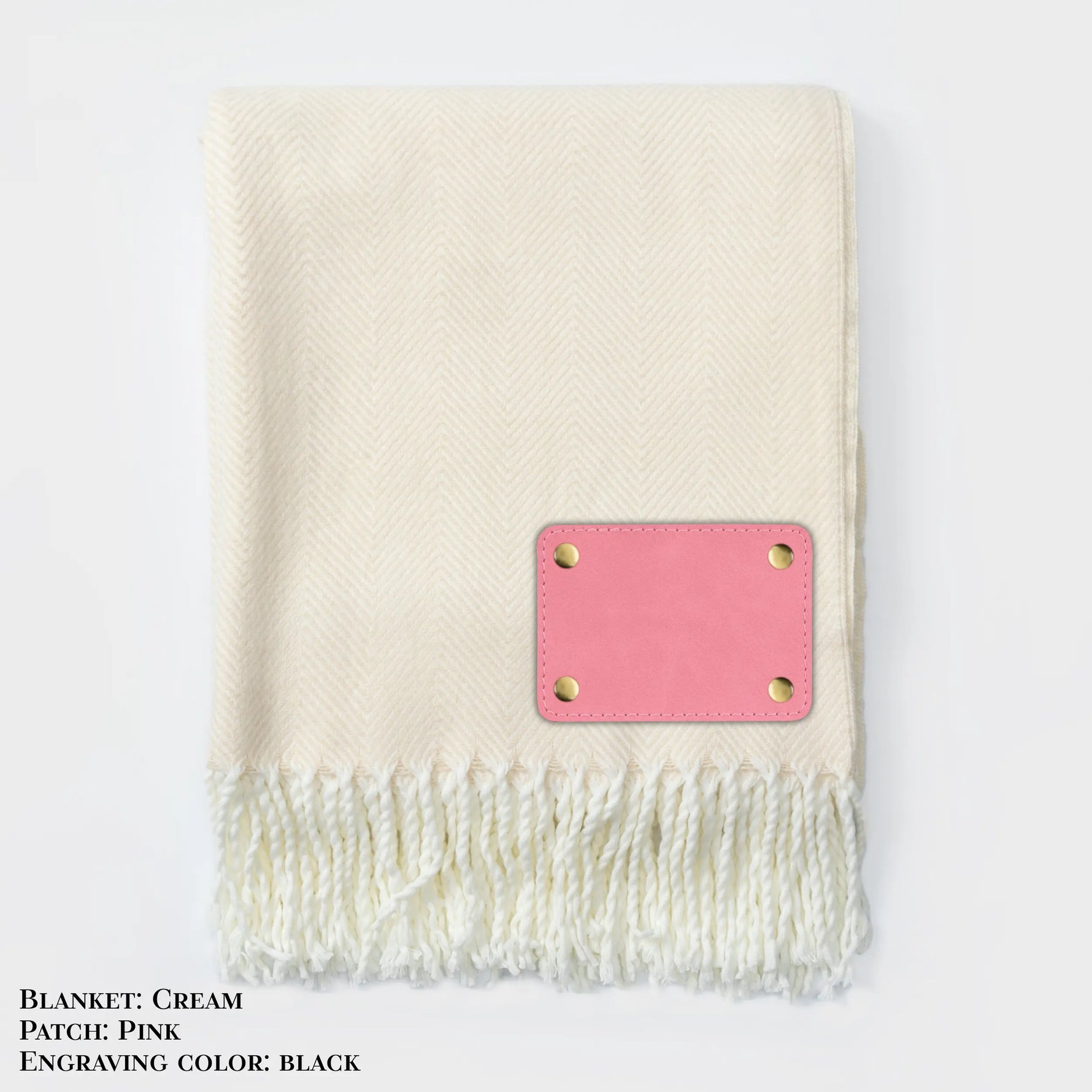 Personalized Herringbone Throw Blanket – Farmhouse Turkish Towel Style Cozy Throw with Fringe & Leather Patch | Custom Home Décor Gift LLD Gifts - Corporate