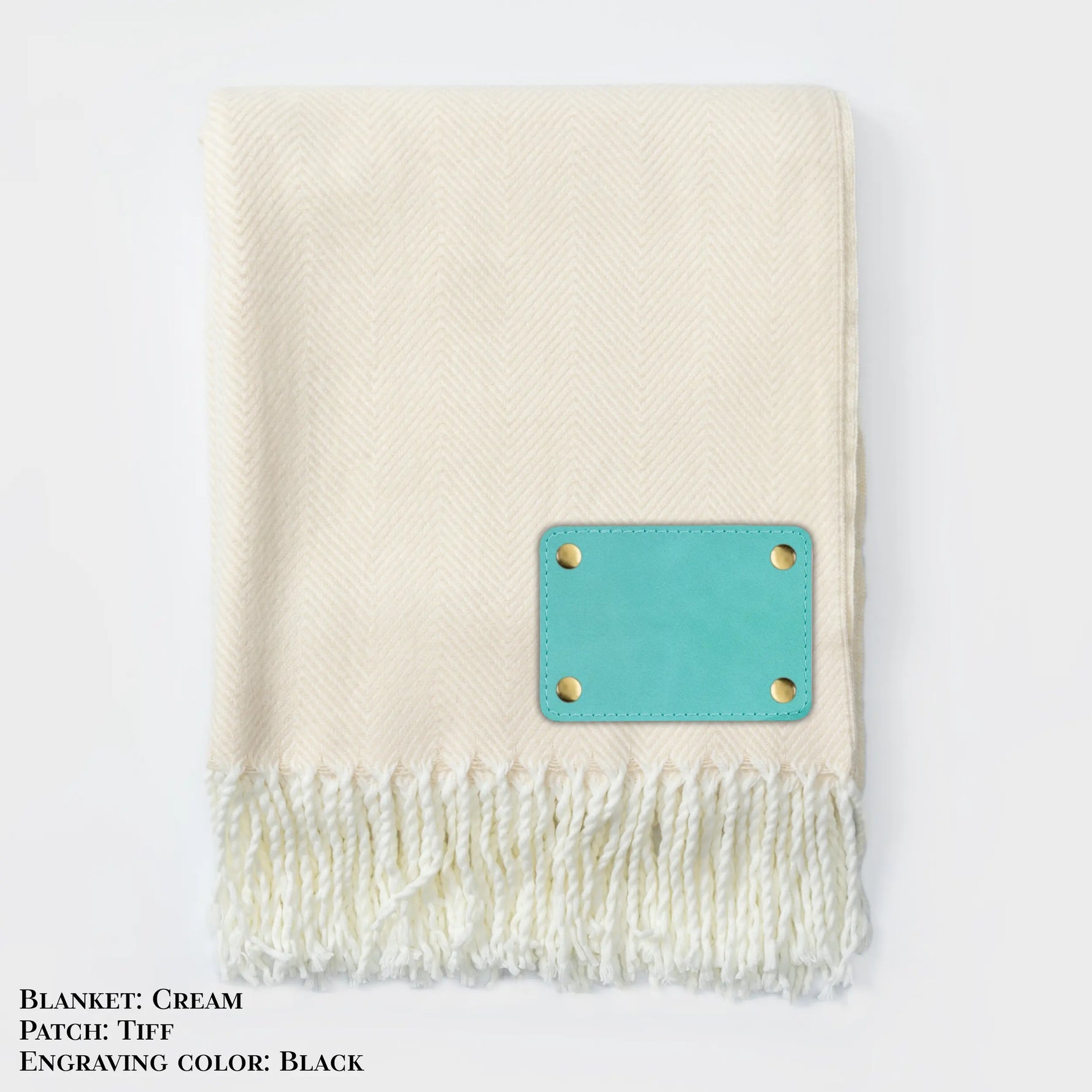 Personalized Herringbone Throw Blanket – Farmhouse Turkish Towel Style Cozy Throw with Fringe & Leather Patch | Custom Home Décor Gift LLD Gifts - Corporate