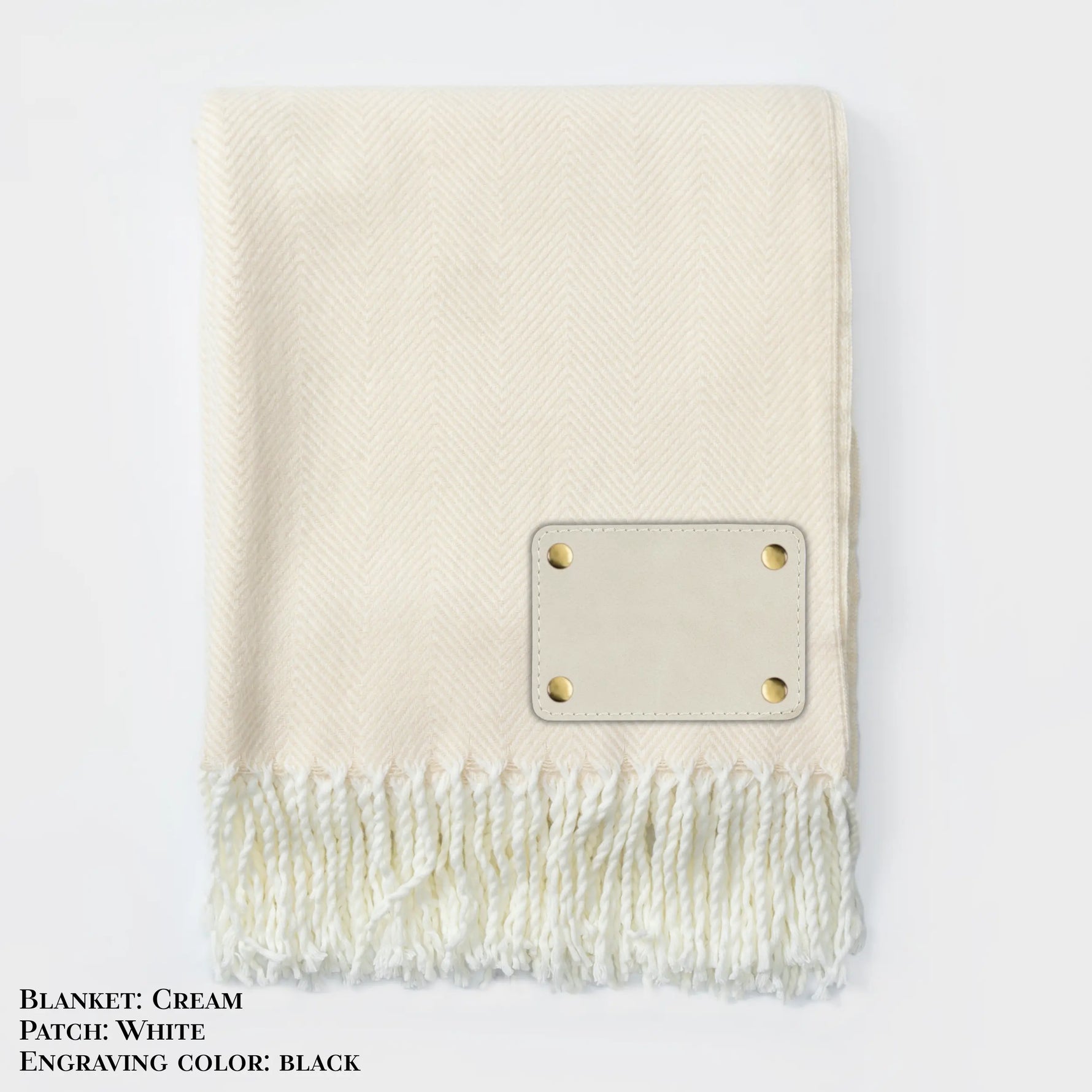 Personalized Herringbone Throw Blanket – Farmhouse Turkish Towel Style Cozy Throw with Fringe & Leather Patch | Custom Home Décor Gift LLD Gifts - Corporate