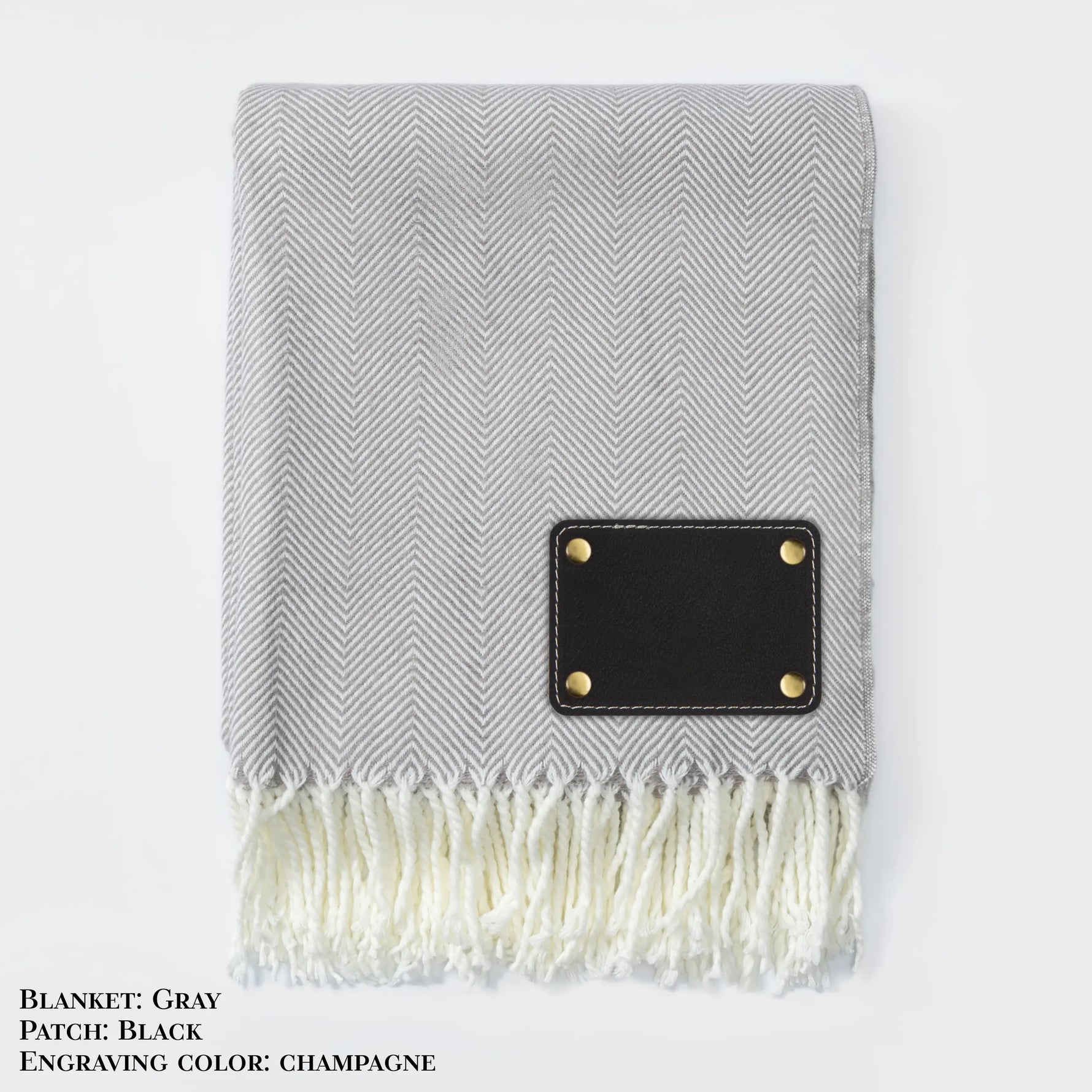 Personalized Herringbone Throw Blanket – Farmhouse Turkish Towel Style Cozy Throw with Fringe & Leather Patch | Custom Home Décor Gift LLD Gifts - Corporate