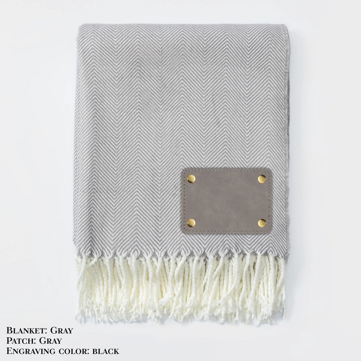 Personalized Herringbone Throw Blanket – Farmhouse Turkish Towel Style Cozy Throw with Fringe & Leather Patch | Custom Home Décor Gift LLD Gifts - Corporate