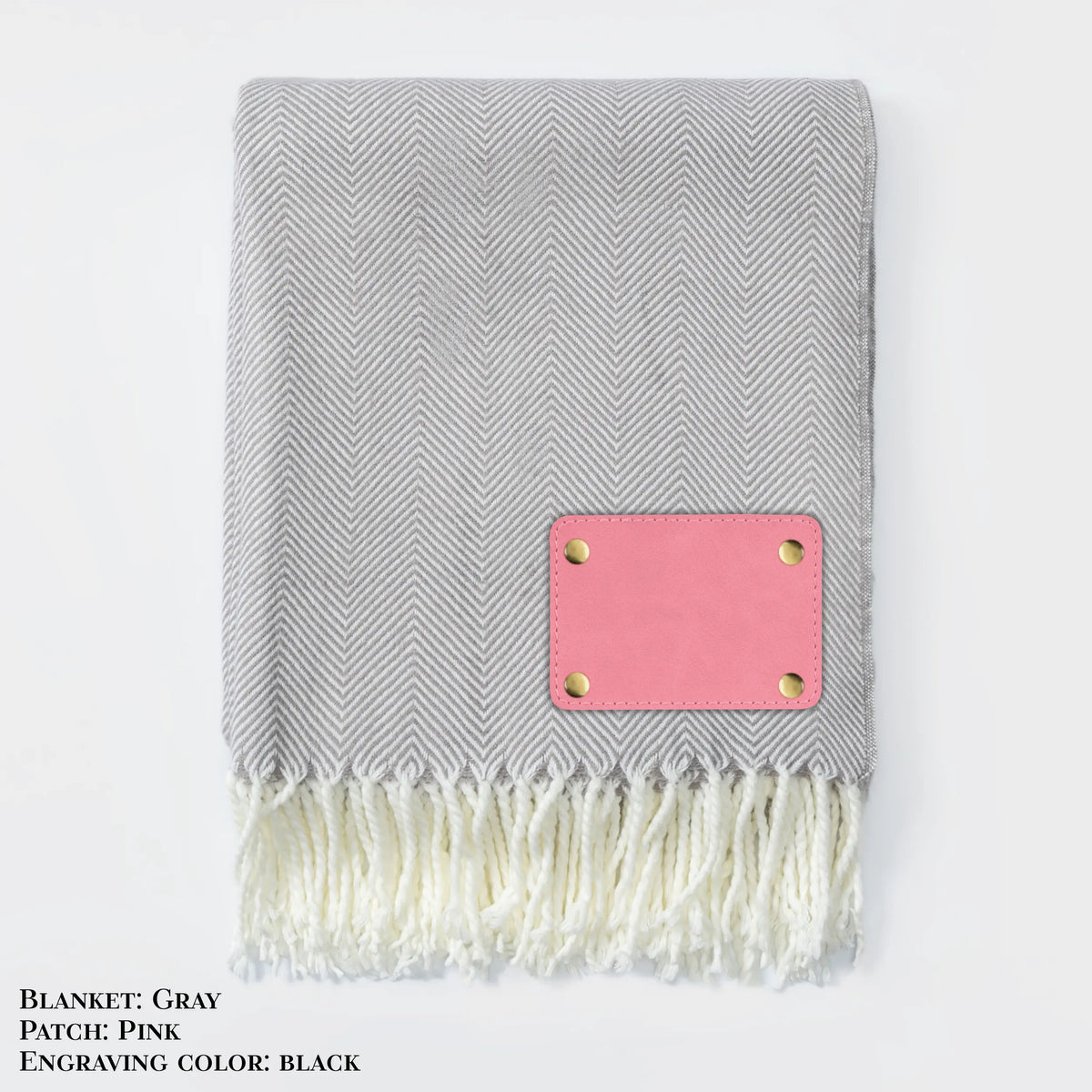 Personalized Herringbone Throw Blanket – Farmhouse Turkish Towel Style Cozy Throw with Fringe & Leather Patch | Custom Home Décor Gift LLD Gifts - Corporate