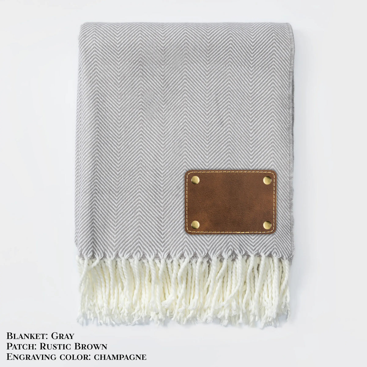 Personalized Herringbone Throw Blanket – Farmhouse Turkish Towel Style Cozy Throw with Fringe & Leather Patch | Custom Home Décor Gift LLD Gifts - Corporate