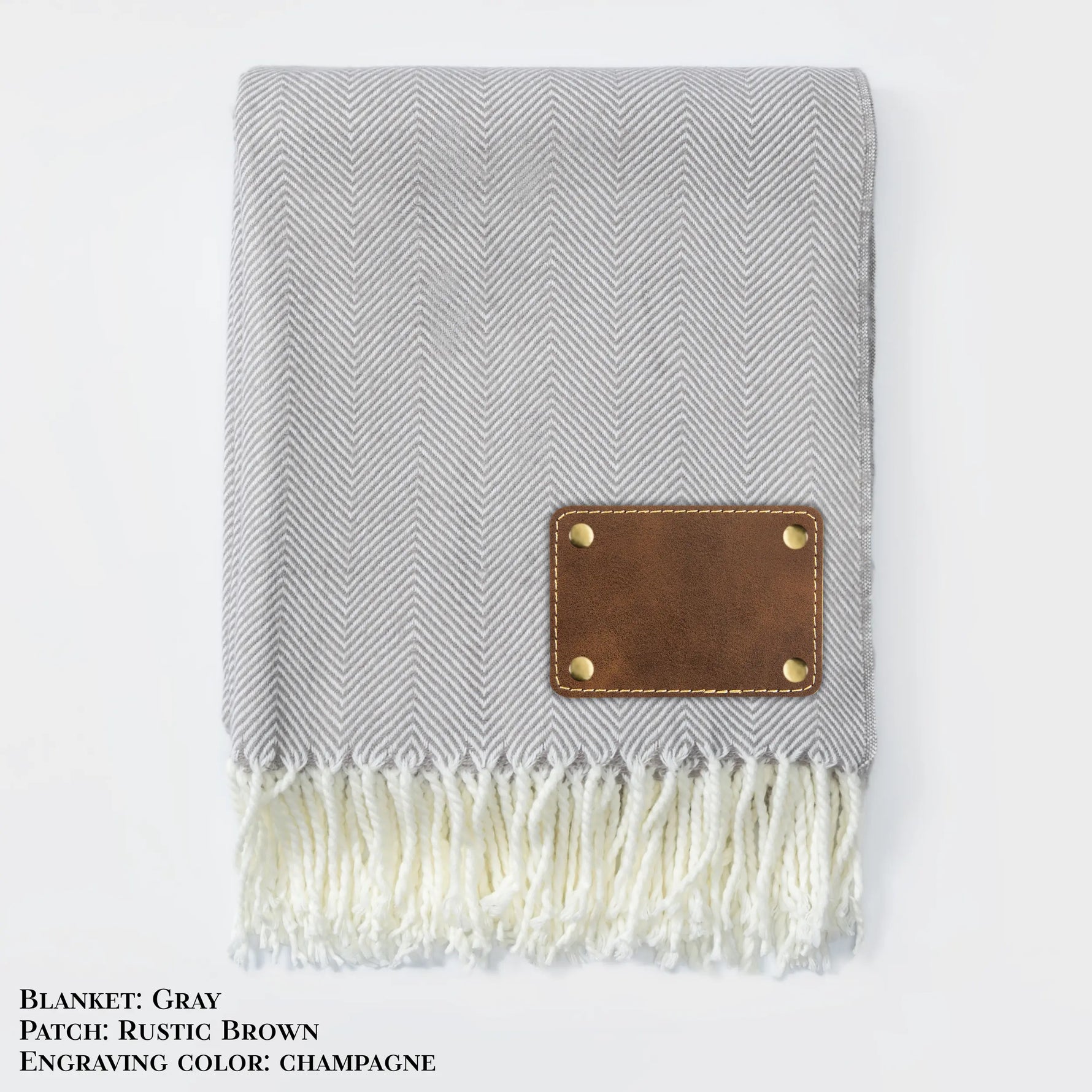 Personalized Herringbone Throw Blanket – Farmhouse Turkish Towel Style Cozy Throw with Fringe & Leather Patch | Custom Home Décor Gift LLD Gifts - Corporate