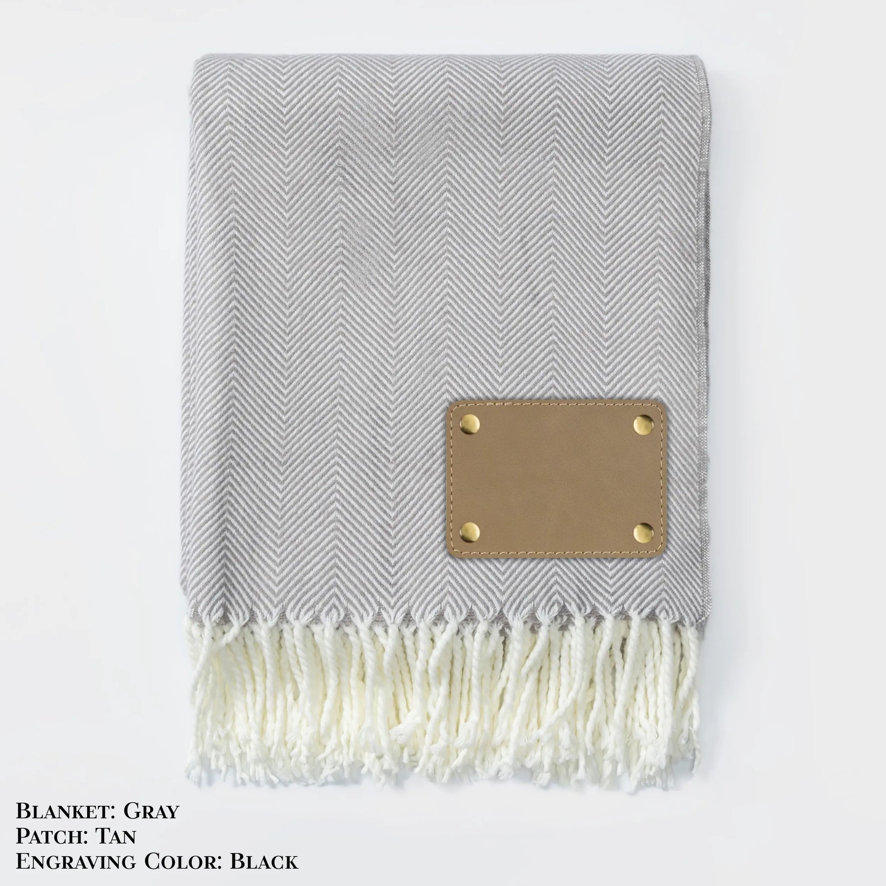 Personalized Herringbone Throw Blanket – Farmhouse Turkish Towel Style Cozy Throw with Fringe & Leather Patch | Custom Home Décor Gift LLD Gifts - Corporate