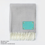 Personalized Herringbone Throw Blanket – Farmhouse Turkish Towel Style Cozy Throw with Fringe & Leather Patch | Custom Home Décor Gift LLD Gifts - Corporate