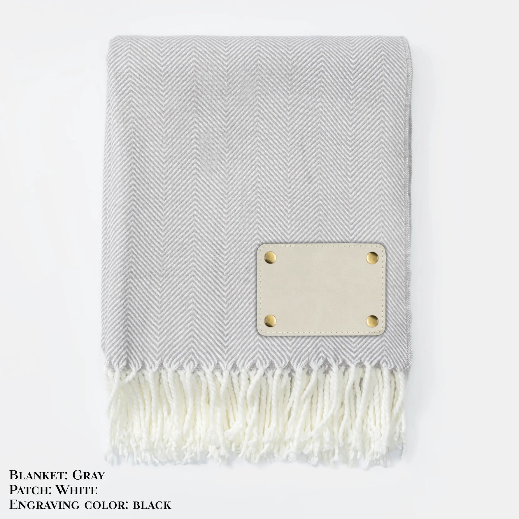 Personalized Herringbone Throw Blanket – Farmhouse Turkish Towel Style Cozy Throw with Fringe & Leather Patch | Custom Home Décor Gift LLD Gifts - Corporate