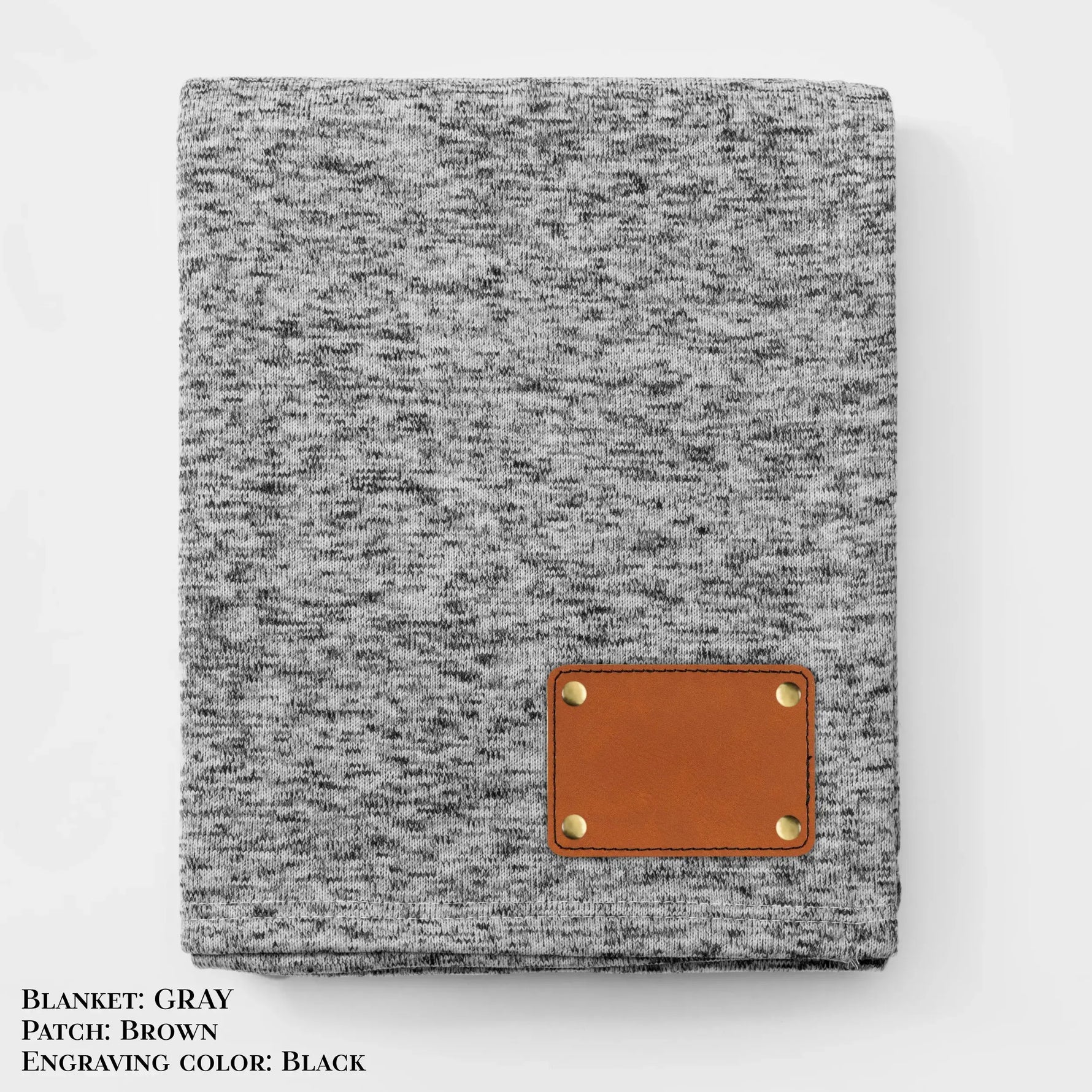 Personalized Heathered Sweater Fleece Blanket – Custom Cozy Throw Blanket with Leather Patch | Sweatshirt-Soft Personalized Giftized Gift LLD Gifts - Corporate