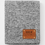 Custom Heathered Sweater Fleece Blankets for Corporate Gifting – Branded Cozy Throw with Leather Patch (Bulk Orders) LLD Gifts - Corporate