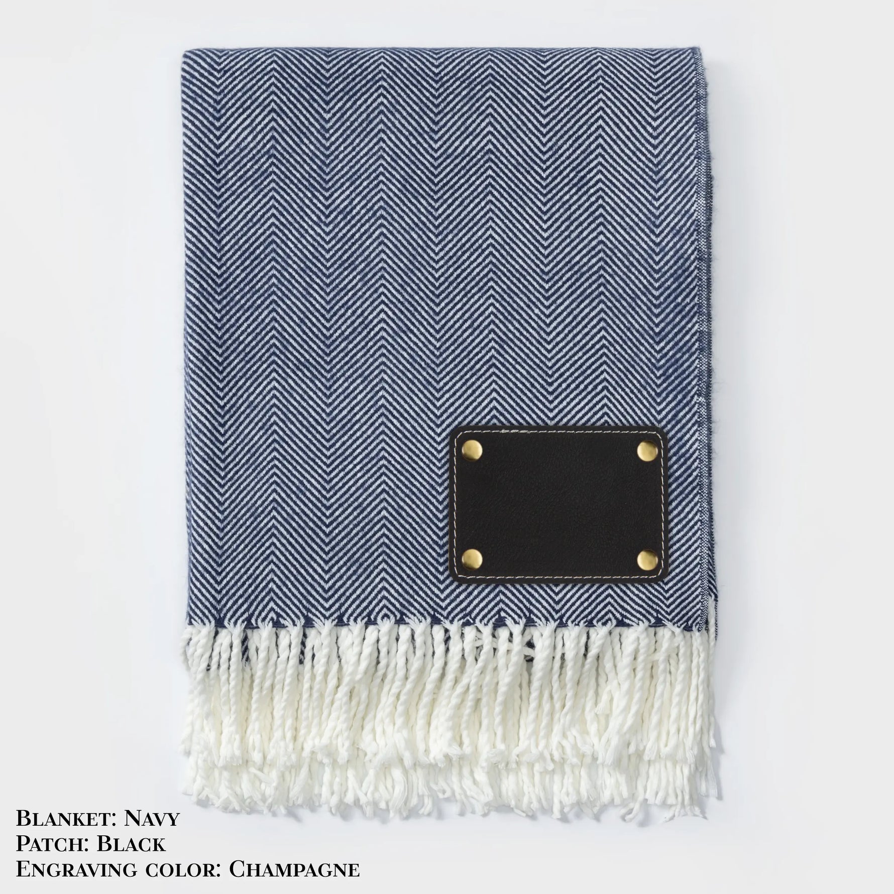 Personalized Herringbone Throw Blanket – Farmhouse Turkish Towel Style Cozy Throw with Fringe & Leather Patch | Custom Home Décor Gift LLD Gifts - Corporate