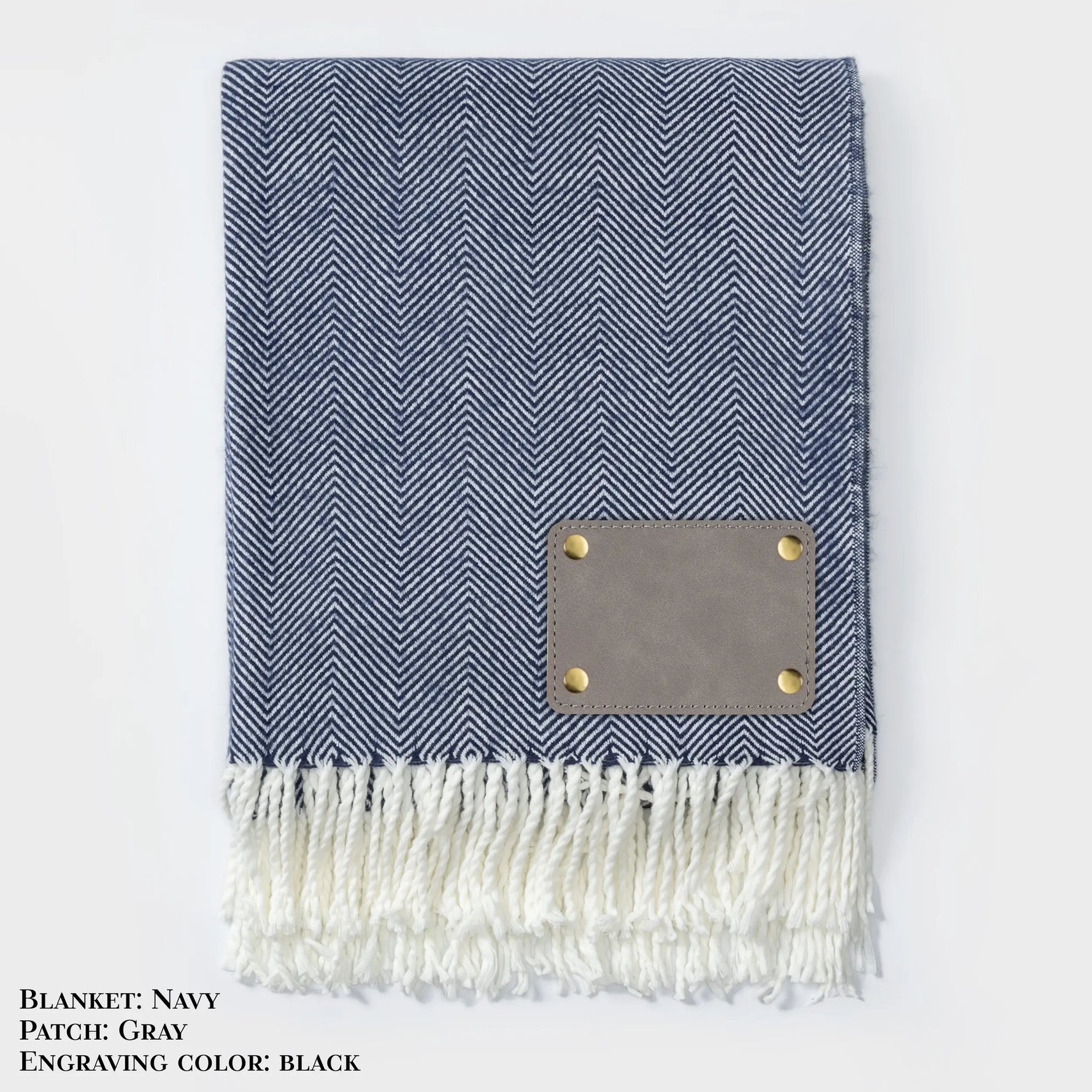 Personalized Herringbone Throw Blanket – Farmhouse Turkish Towel Style Cozy Throw with Fringe & Leather Patch | Custom Home Décor Gift LLD Gifts - Corporate
