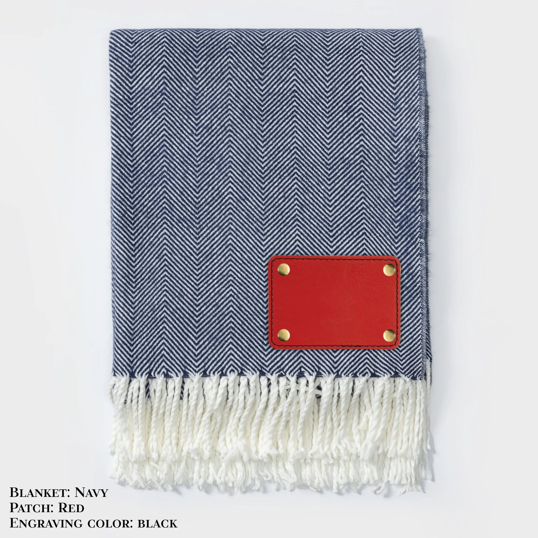 Personalized Herringbone Throw Blanket – Farmhouse Turkish Towel Style Cozy Throw with Fringe & Leather Patch | Custom Home Décor Gift LLD Gifts - Corporate