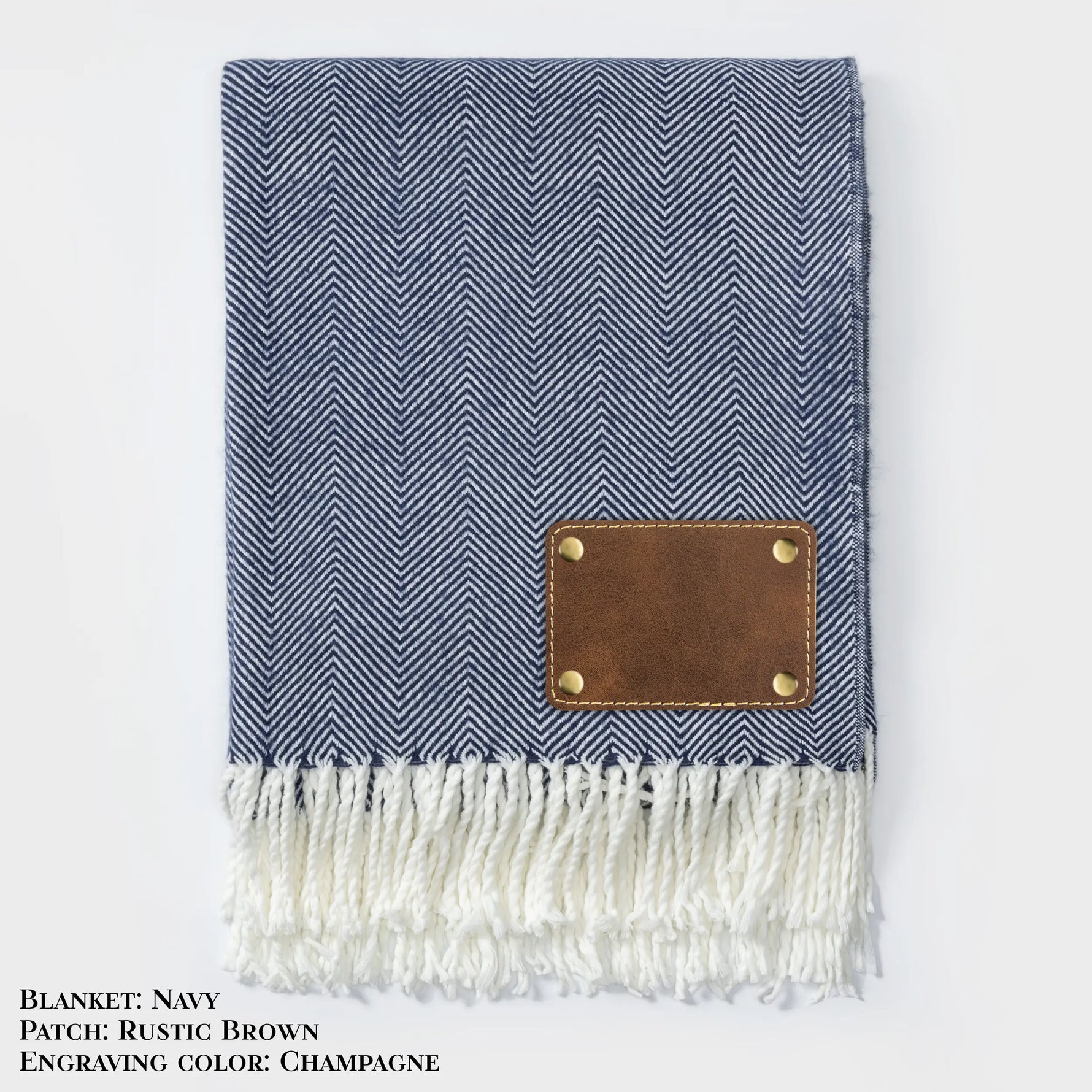 Personalized Herringbone Throw Blanket – Farmhouse Turkish Towel Style Cozy Throw with Fringe & Leather Patch | Custom Home Décor Gift LLD Gifts - Corporate