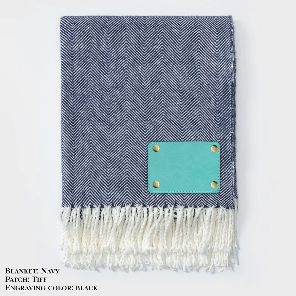 Personalized Herringbone Throw Blanket – Farmhouse Turkish Towel Style Cozy Throw with Fringe & Leather Patch | Custom Home Décor Gift LLD Gifts - Corporate