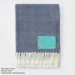 Personalized Herringbone Throw Blanket – Farmhouse Turkish Towel Style Cozy Throw with Fringe & Leather Patch | Custom Home Décor Gift LLD Gifts - Corporate