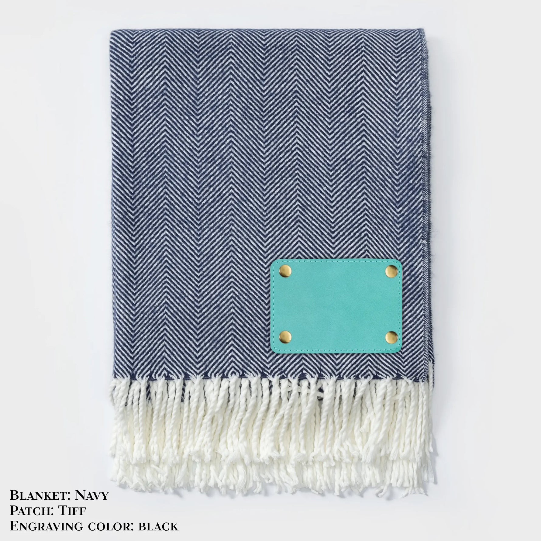 Personalized Herringbone Throw Blanket – Farmhouse Turkish Towel Style Cozy Throw with Fringe & Leather Patch | Custom Home Décor Gift LLD Gifts - Corporate