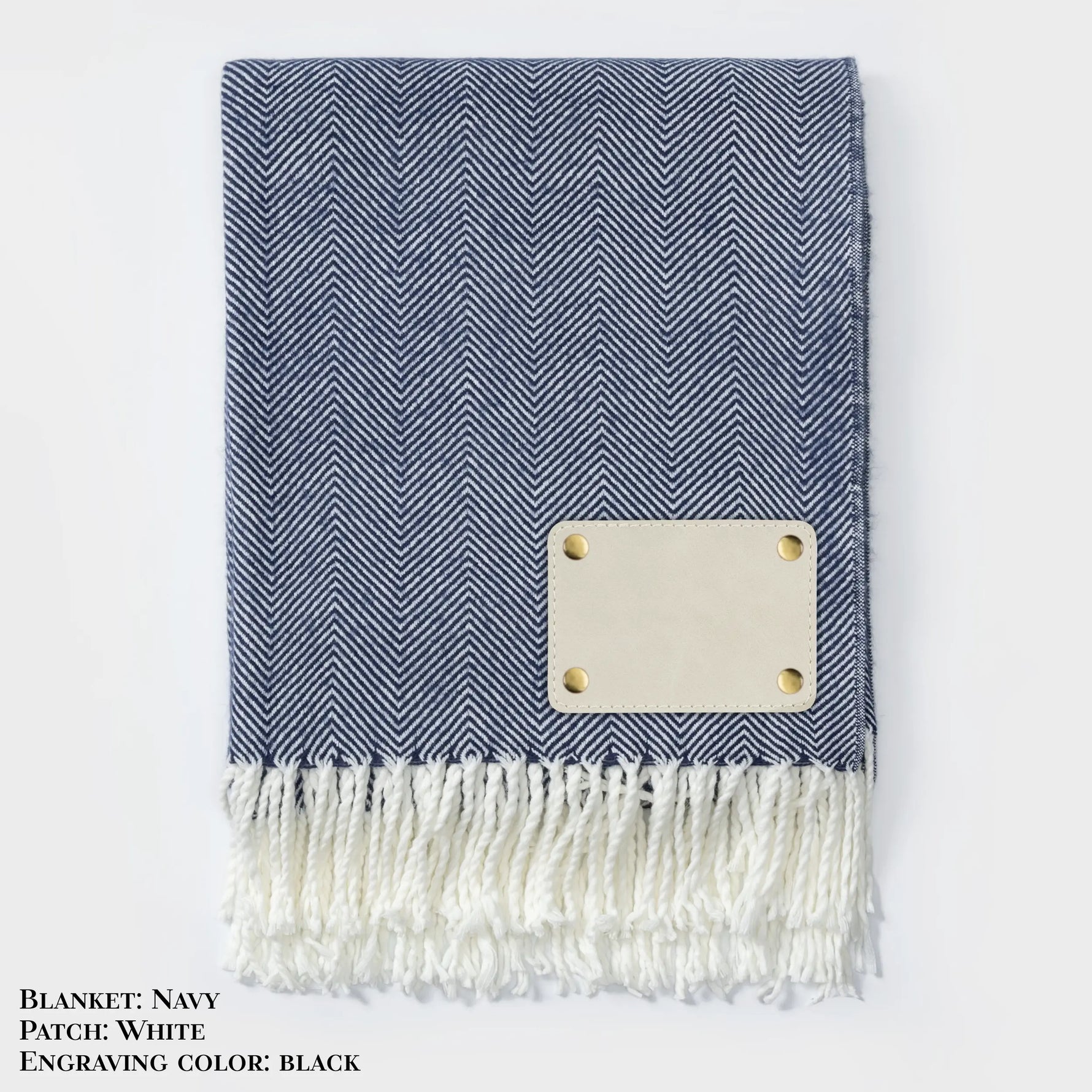 Personalized Herringbone Throw Blanket – Farmhouse Turkish Towel Style Cozy Throw with Fringe & Leather Patch | Custom Home Décor Gift LLD Gifts - Corporate