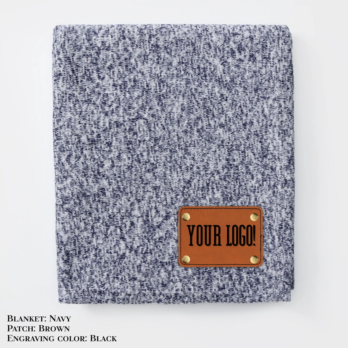 Custom Heathered Sweater Fleece Blankets for Corporate Gifting – Branded Cozy Throw with Leather Patch (Bulk Orders) LLD Gifts - Corporate