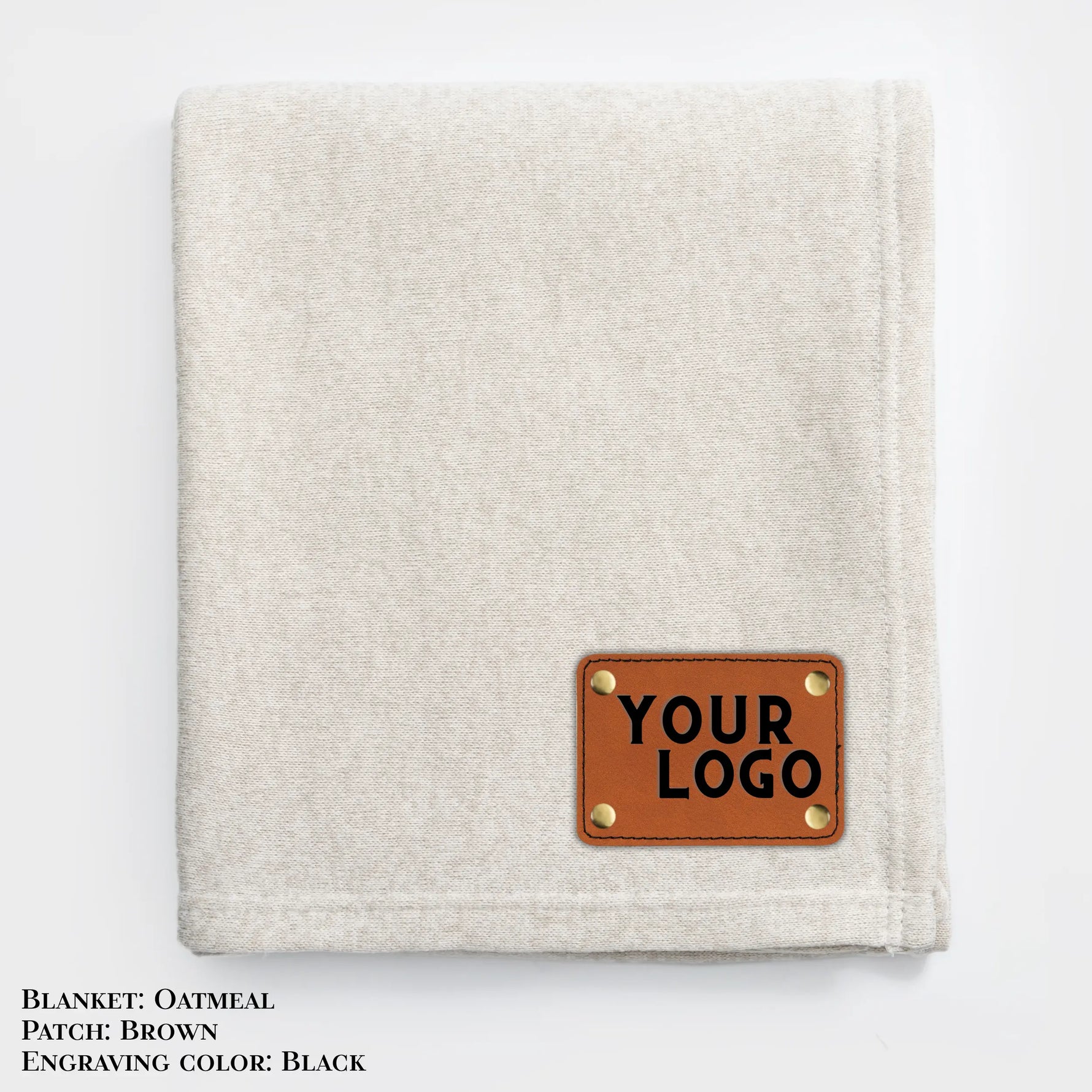 Custom Heathered Sweater Fleece Blankets for Corporate Gifting – Branded Cozy Throw with Leather Patch (Bulk Orders) LLD Gifts - Corporate