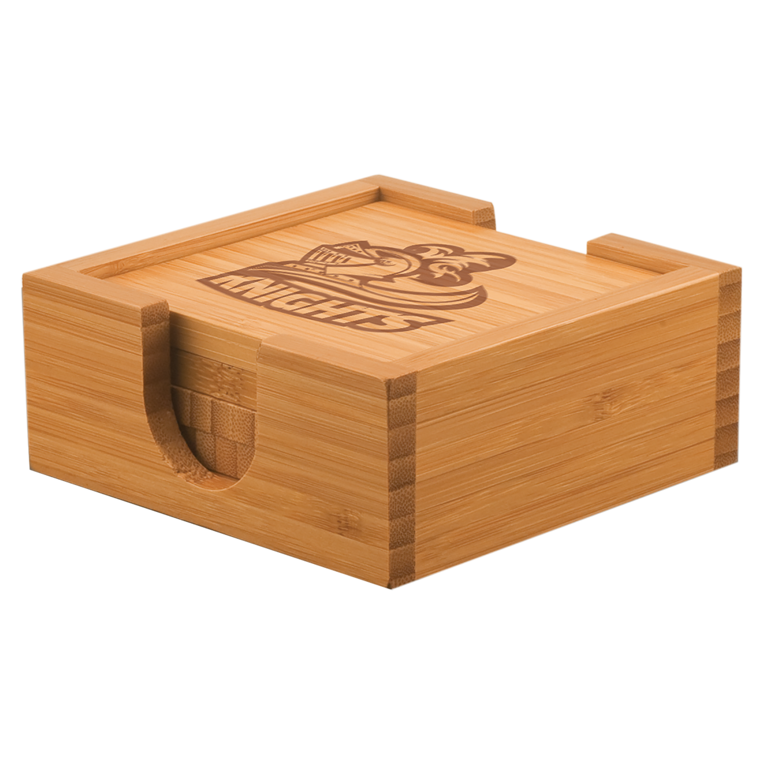 Personalize Bamboo Square 4-Coaster Set with Holder