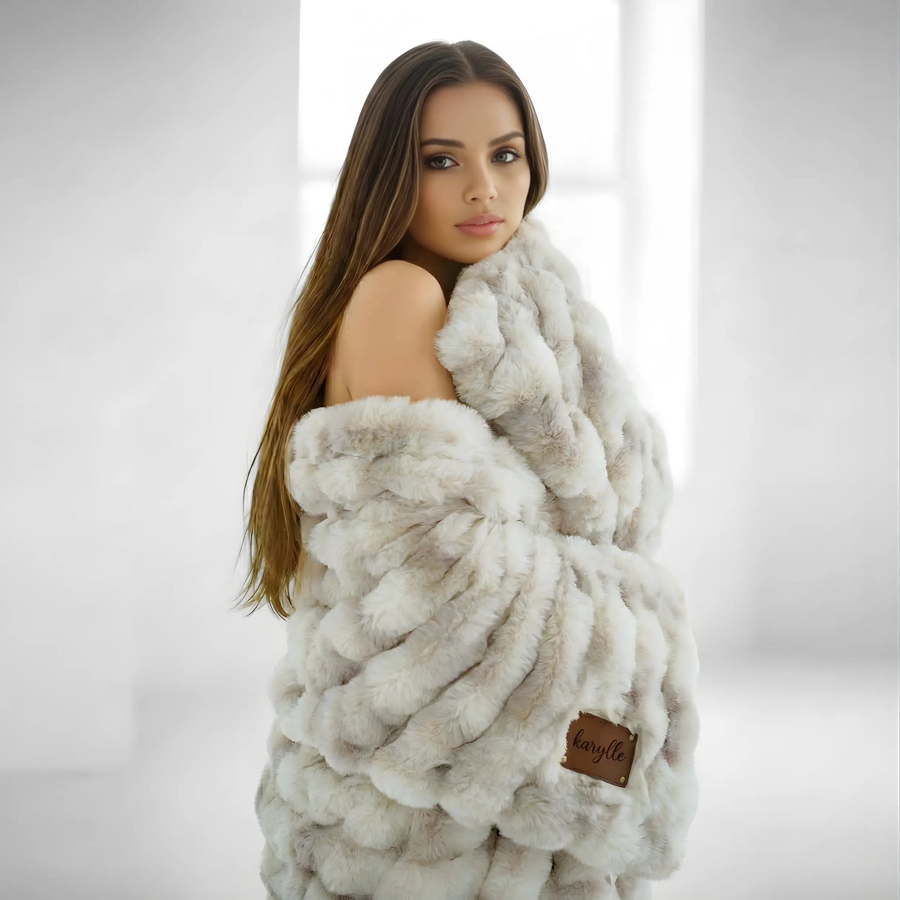 Personalized Fur Blanket with Engraved Patch, Cotton or Leather Anniversary Keepsake Gift for Couples - LLD Gifts