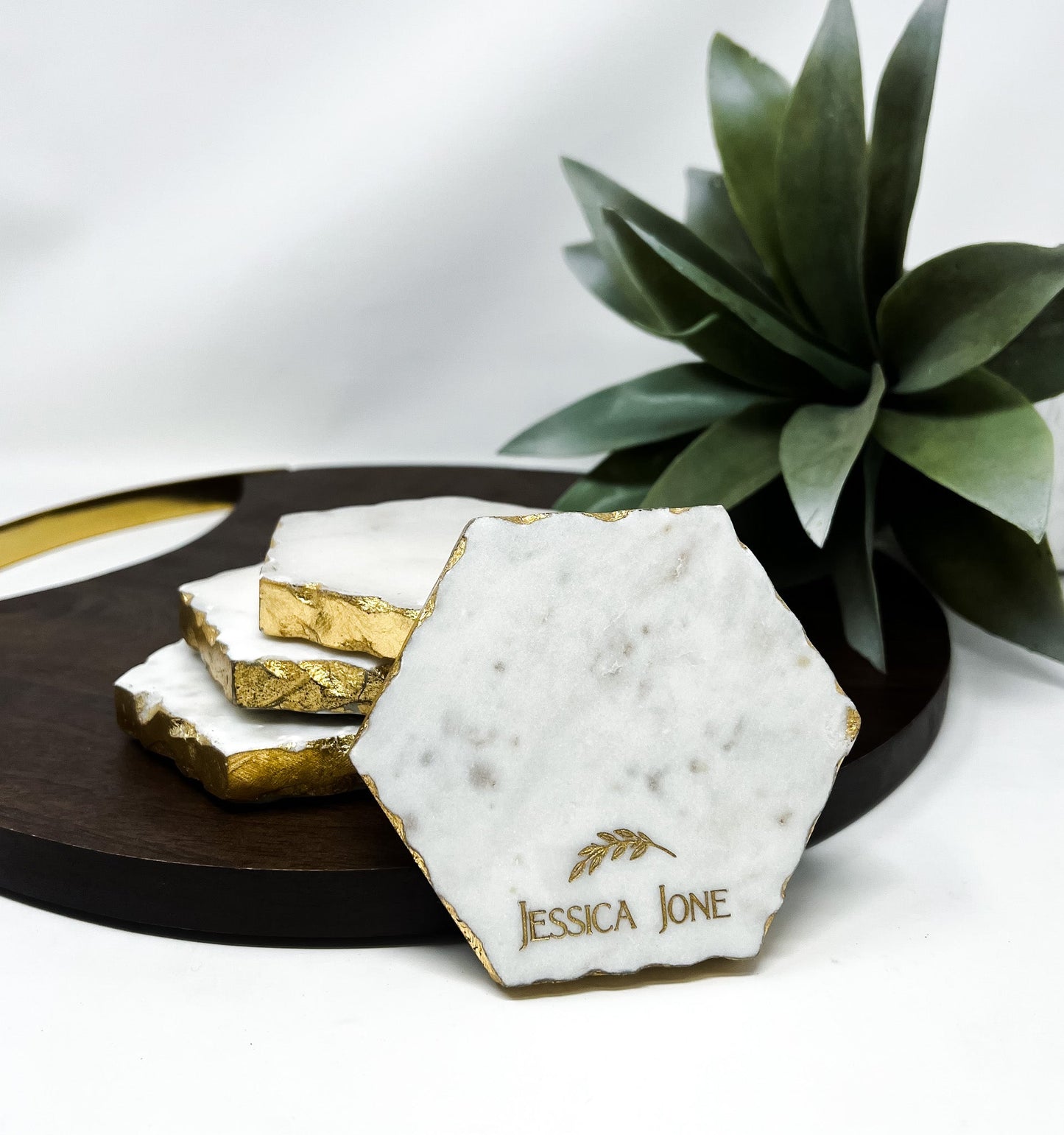 Personalized Cheese Board Set - Marble with Gold Edge