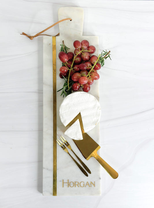 Custom Marble Charcuterie Board - GOLD STRIPE