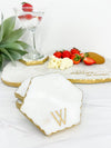 Personalized Cheese Board Set - Marble with Gold Edge