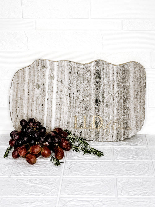 Personalized Cheese Board Set - Marble with Gold Edge