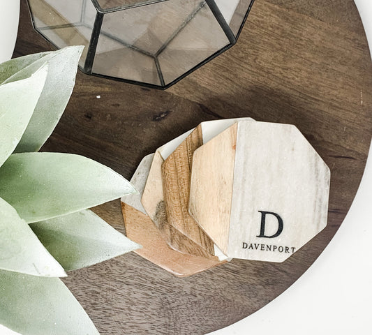 Personalized Marble Octagon Coasters