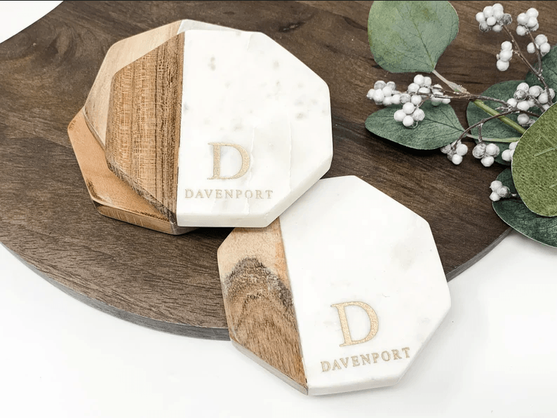 Personalized Marble Octagon Coasters - LLD Gifts by Lauren Lash