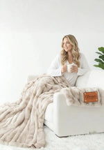 Personalized Fur Blanket with Engraved Patch, Cotton or Leather Anniversary Keepsake Gift for Couples - LLD Gifts