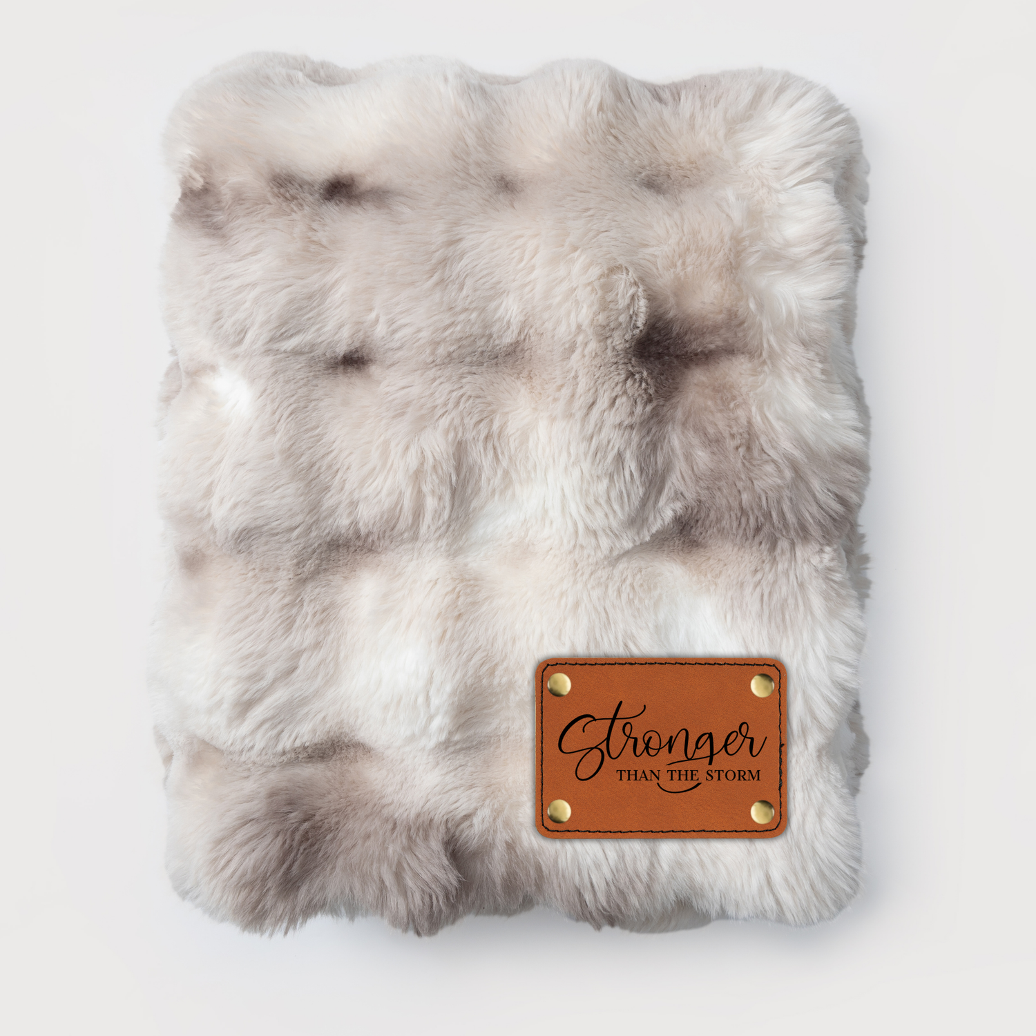 Personalized Faux Fur Blanket – Luxury Custom Throw Blanket with Leather Patch | Cozy Personalized Gift
