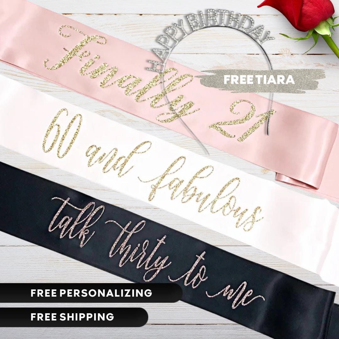 Personalized Birthday Sash: Luxe Satin, Custom Name & Age