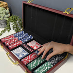Custom Gaming Collection Professional Poker Set Premium Playing Cards Chip Bundle Leather Case Package Personalized Design Option Perfect Group Gift Executive Present Complete Entertainment Set Special Occasion Collection Quality