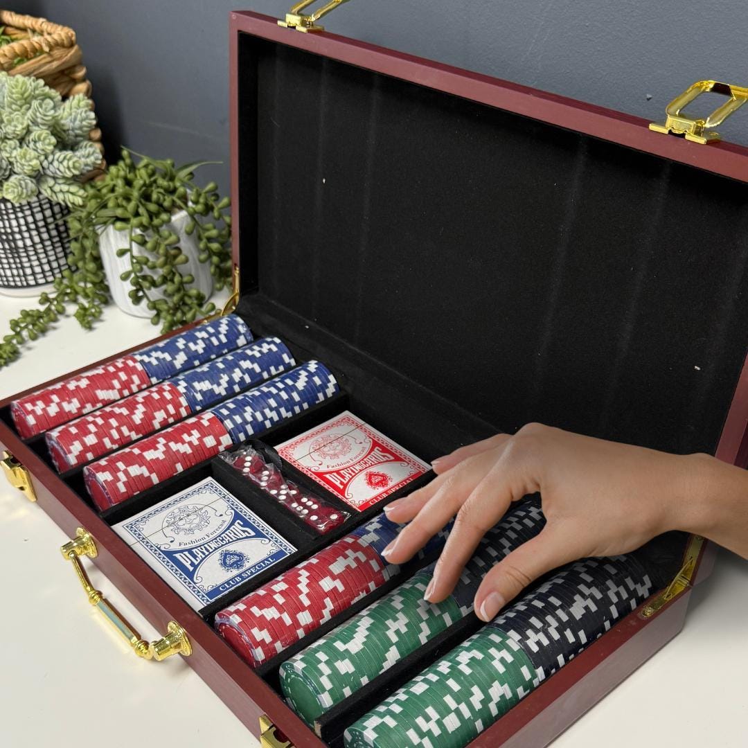 Custom Gaming Collection Professional Poker Set Premium Playing Cards Chip Bundle Leather Case Package Personalized Design Option Perfect Group Gift Executive Present Complete Entertainment Set Special Occasion Collection Quality