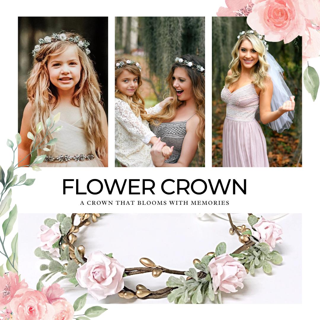 Boho Flower Crown: Rustic Wedding Headpiece, Fairycore Tiara