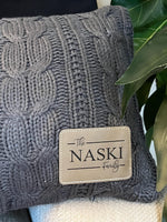 Personalized Throw Blanket Custom Mom Gift Cable Knit Sherpa Style Cozy Comfort Wrap Premium Quality Construction Monogram Design Leather Patch Accent Birthday Present Housewarming Gift Modern Home Decor Beautiful Custom Creation Stylish