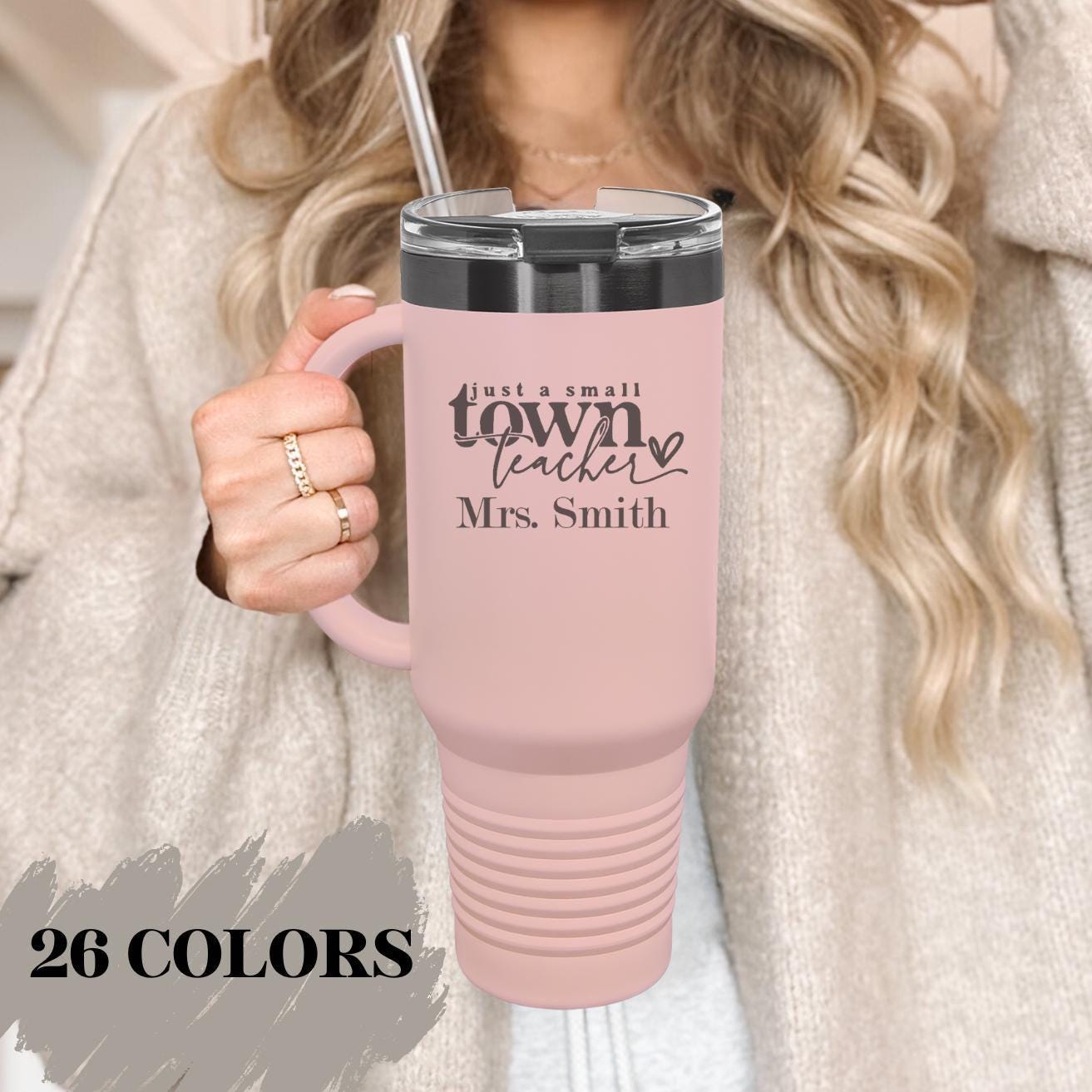 Personalized Teacher Tumbler: Engraved Stainless Steel 40oz Gift