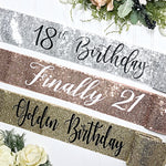 sequin birthday sash, rose gold sequin birthday sash, birthday 21st birthday sash, 30th birthday, 40th birthday