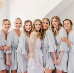 Personalized Bridesmaid Robe Wedding Party Collection Custom Name Design Chiffon Satin Material Elegant Flutter Sleeves Comfortable Wrap Style Wedding Day Ready Outfit Perfect Bridal Party Gift Beautiful Proposal Present Monogram Option