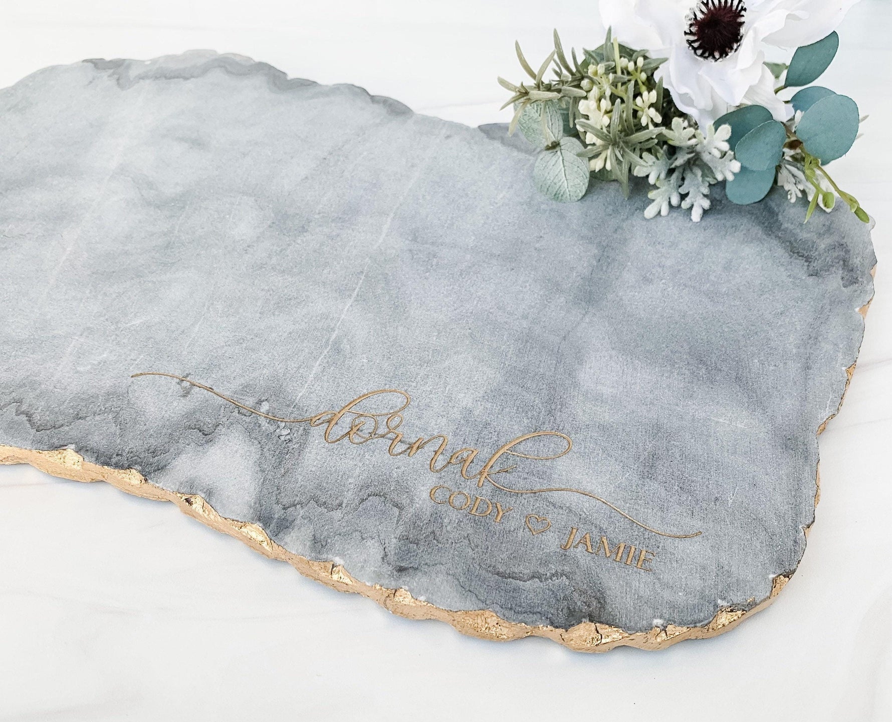 Personalized Marble Serving Set Custom Wedding Gift Collection Premium Kitchen Essentials Elegant Cheese Board Lazy Susan Combination Gold Edge Design Luxury Entertaining Package Custom Engraved Details Modern Home Decor Beautiful