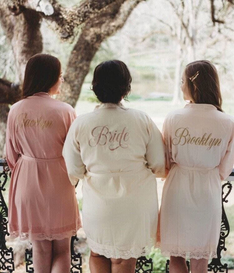 Bridal Robe  Elegant Satin & Lace