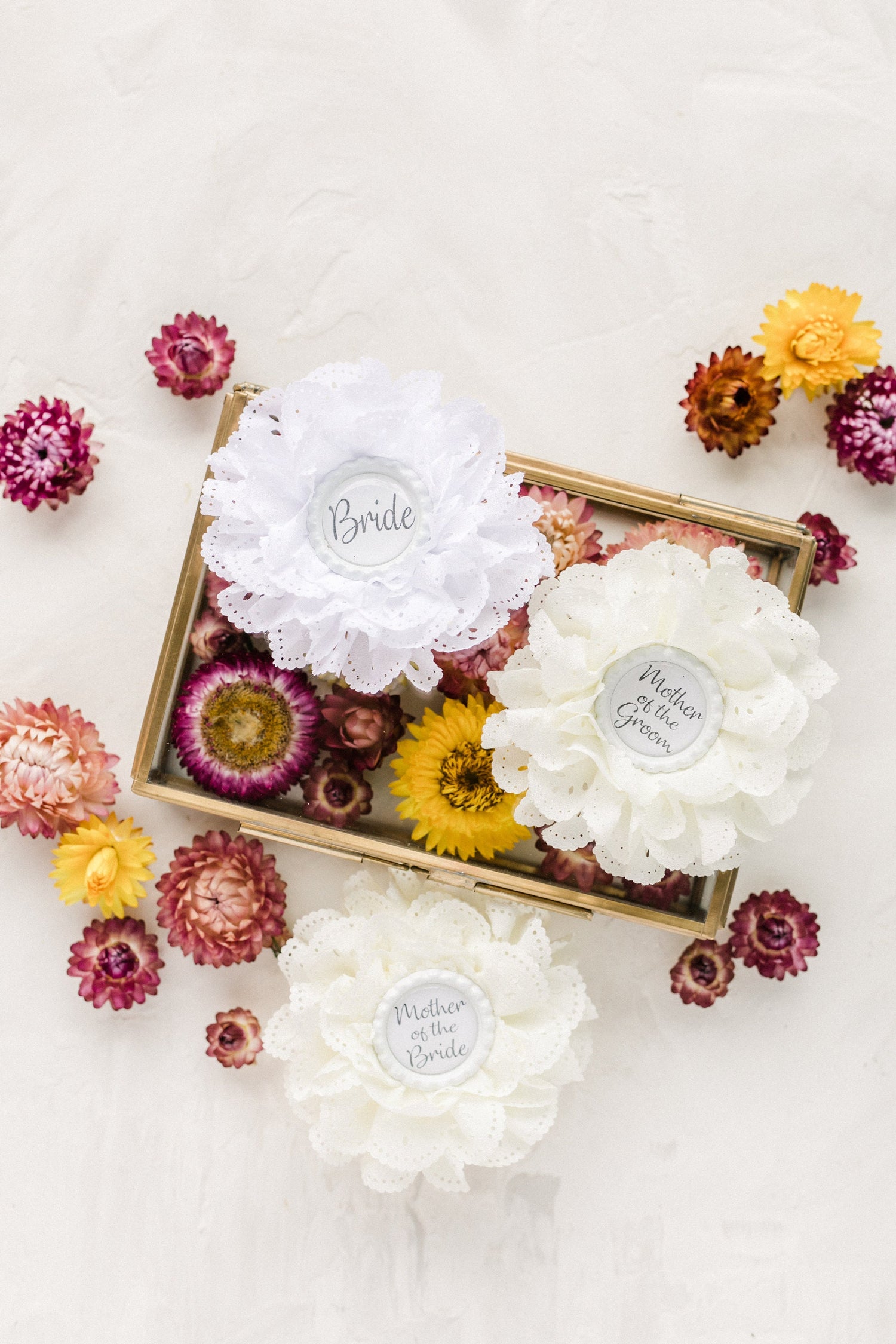 Bridesmaid Floral Pin: Eyelet Lace Sateen Bridal Party Gift