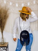 Boho Purse For Women Crochet Crossbody Bag Macrame Design Summer Festival Bag Handmade Bag With Fringe Zipper Closure 7 Inch Round Purse 8 Inch Fringe 53 Inch Strap Perfect Gift For Her Bohemian Style Unique Accessory Beach Bag
