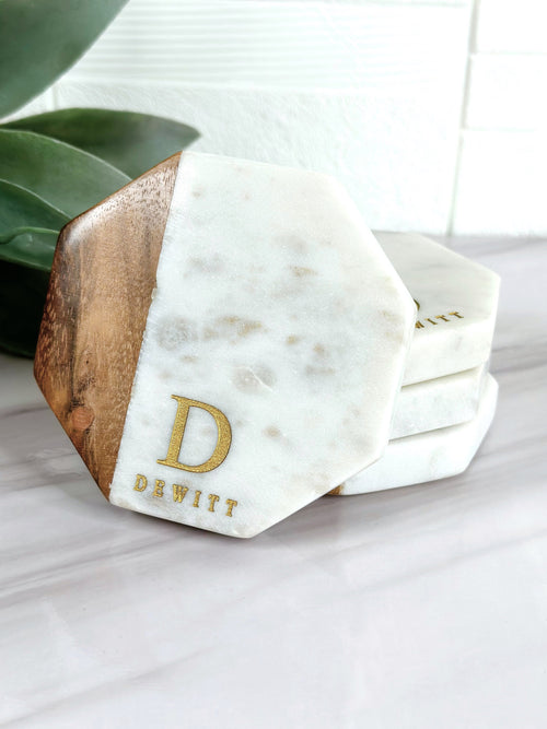 Personalized Marble Octagon Coasters