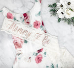 lace mommy to be sash, lace sash, baby shower, it&