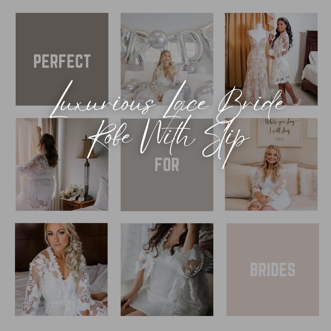 Lace Bridal Robe: Personalized White Wedding Getting Ready Outfit