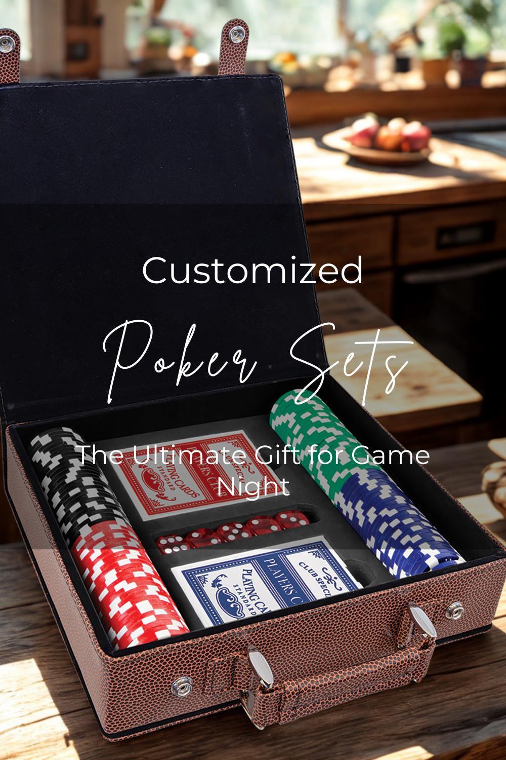 Custom Gaming Collection Professional Poker Set Premium Playing Cards Chip Bundle Leather Case Package Personalized Design Option Perfect Group Gift Executive Present Complete Entertainment Set Special Occasion Collection Quality
