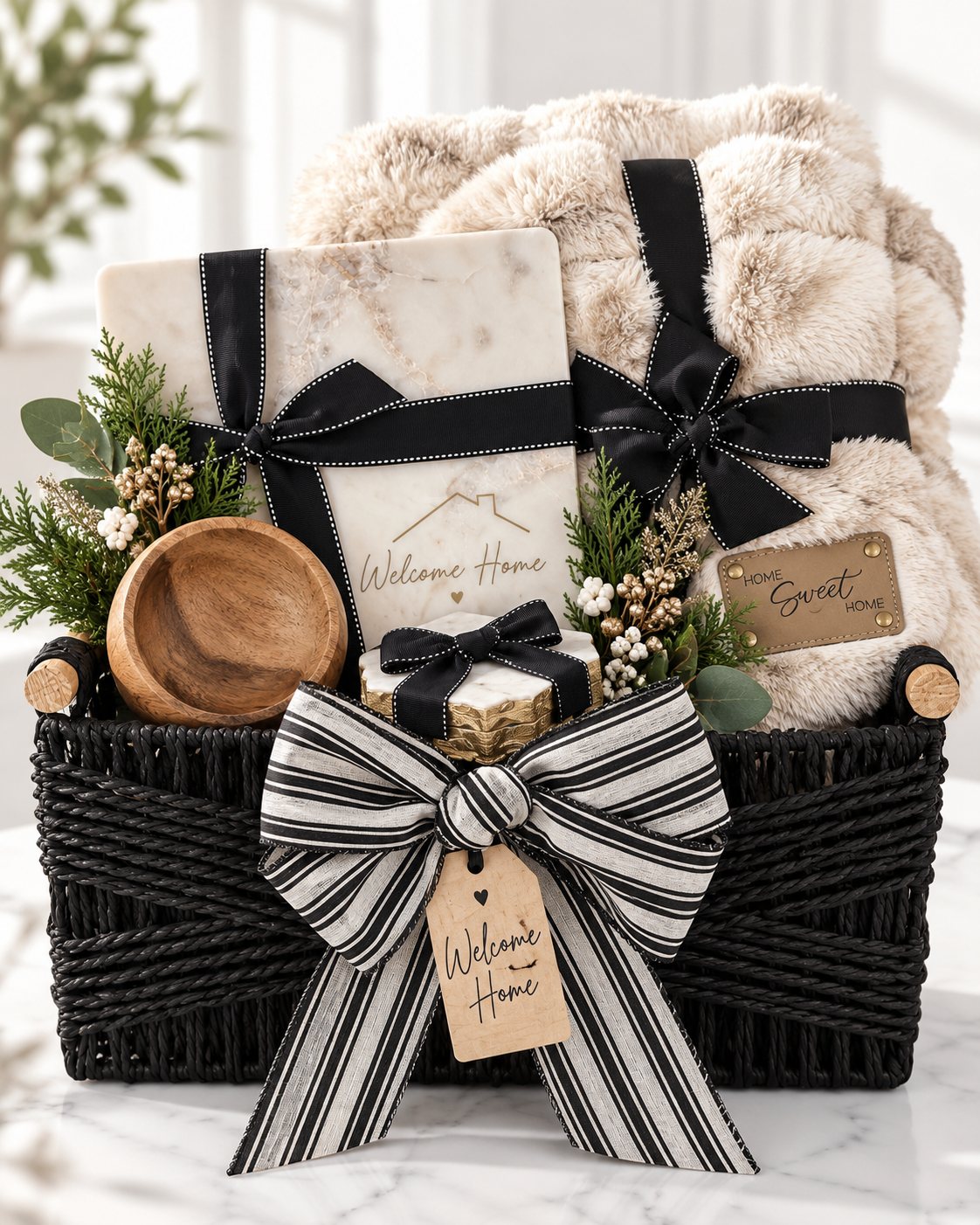 Cozy closing basket personalized realtor gift